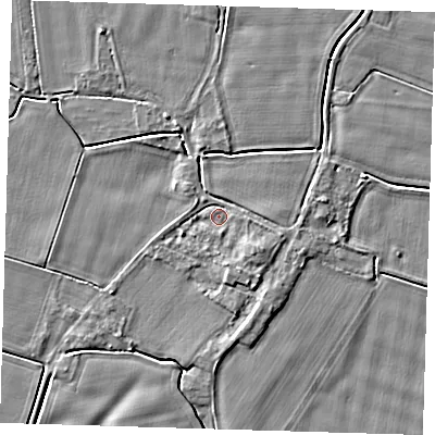 Shaded relief map of the ground around PE128AW, computed from Environment Agency LiDAR. The ground here sits at about 3 m above sea level and falls 4 m across the surrounding 800 m. Surface water reaching this point runs off ground lying to the south-east, 2.3 m higher.