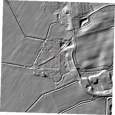 Shaded relief map of the ground around PE128JD, computed from Environment Agency LiDAR. The ground here sits at about 3 m above sea level and falls 5 m across the surrounding 800 m. Surface water reaching this point runs off ground lying to the south-west, 4.4 m higher.