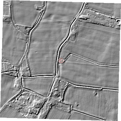 Shaded relief map of the ground around PE128NG, computed from Environment Agency LiDAR. The ground here sits at about 3 m above sea level and falls 4 m across the surrounding 800 m. Surface water reaching this point runs off ground lying to the south-south-west, 3.8 m higher.