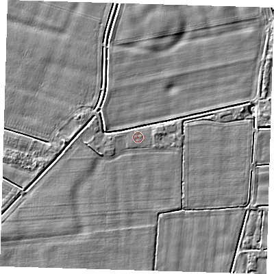 Shaded relief map of the ground around PE128NJ, computed from Environment Agency LiDAR. The ground here sits at about 3 m above sea level and falls 3 m across the surrounding 800 m. Surface water reaching this point runs off ground lying to the south-west, 0.7 m higher.