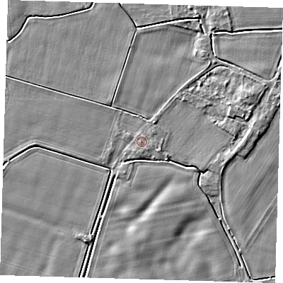 Shaded relief map of the ground around PE128NL, computed from Environment Agency LiDAR. The ground here sits at about 3 m above sea level and falls 4 m across the surrounding 800 m. Surface water reaching this point runs off ground lying to the south-south-west, 0.7 m higher.