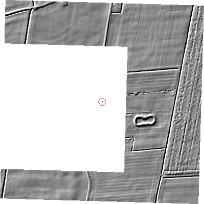 Shaded relief map of the ground around PE128QJ, computed from Environment Agency LiDAR. and falls 3 m across the surrounding 800 m.