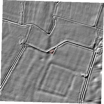 Shaded relief map of the ground around PE128QU, computed from Environment Agency LiDAR. The ground here sits at about 3 m above sea level and falls 3 m across the surrounding 800 m. Surface water reaching this point runs off ground lying to the north-east, 0.7 m higher.