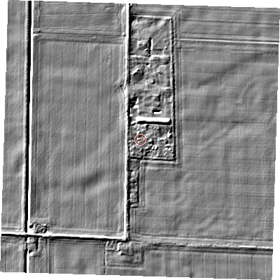 Shaded relief map of the ground around PE129AJ, computed from Environment Agency LiDAR. The ground here sits at about 4 m above sea level and falls 4 m across the surrounding 800 m. Surface water reaching this point runs off ground lying to the south-west, 0.6 m higher.