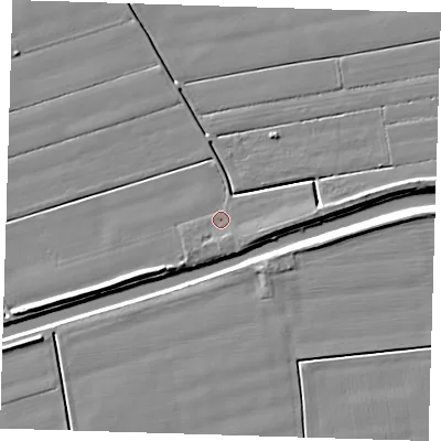Shaded relief map of the ground around PE129AP, computed from Environment Agency LiDAR. The ground here sits at about 2 m above sea level and falls 6 m across the surrounding 800 m. Surface water reaching this point runs off ground lying to the south-south-east, 1.4 m higher.