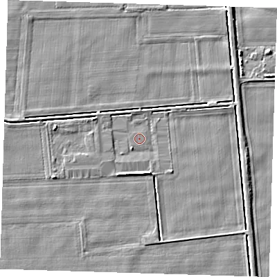 Shaded relief map of the ground around PE129BE, computed from Environment Agency LiDAR. The ground here sits at about 3 m above sea level and falls 4 m across the surrounding 800 m. Surface water reaching this point runs off ground lying to the east-north-east, 1.3 m higher.
