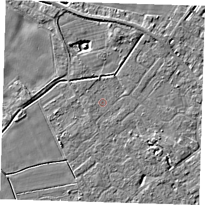 Shaded relief map of the ground around PE129BZ, computed from Environment Agency LiDAR. The ground here sits at about 3 m above sea level and falls 4 m across the surrounding 800 m. Surface water reaching this point runs off ground lying to the west-south-west, 0.9 m higher.