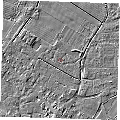 Shaded relief map of the ground around PE129DQ, computed from Environment Agency LiDAR. The ground here sits at about 3 m above sea level and falls 5 m across the surrounding 800 m. Surface water reaching this point runs off ground lying to the north-west, 0.8 m higher.