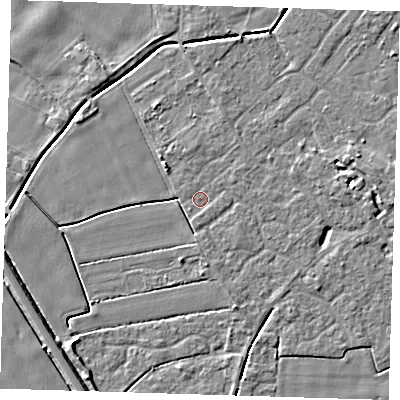 Shaded relief map of the ground around PE129EB, computed from Environment Agency LiDAR. The ground here sits at about 3 m above sea level and falls 5 m across the surrounding 800 m. Surface water reaching this point runs off ground lying to the north, 0.8 m higher.