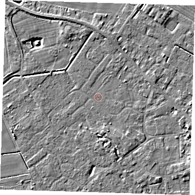Shaded relief map of the ground around PE129EP, computed from Environment Agency LiDAR. The ground here sits at about 3 m above sea level and falls 6 m across the surrounding 800 m. Surface water reaching this point runs off ground lying to the east-south-east, 2.9 m higher.