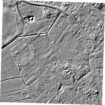 Shaded relief map of the ground around PE129ET, computed from Environment Agency LiDAR. The ground here sits at about 3 m above sea level and falls 4 m across the surrounding 800 m. Surface water reaching this point runs off ground lying to the south-west, 0.6 m higher.