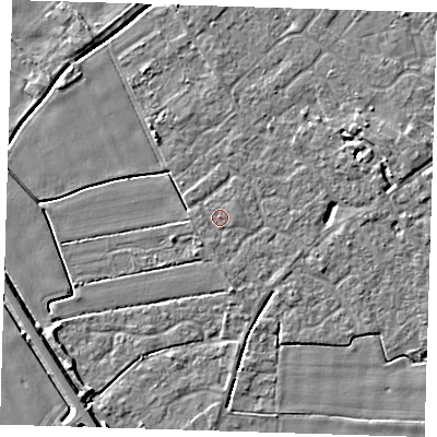Shaded relief map of the ground around PE129FD, computed from Environment Agency LiDAR. The ground here sits at about 3 m above sea level and falls 5 m across the surrounding 800 m. Surface water reaching this point runs off ground lying to the east, 0.6 m higher.