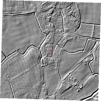 Shaded relief map of the ground around PE129HN, computed from Environment Agency LiDAR. The ground here sits at about 3 m above sea level and falls 5 m across the surrounding 800 m. Surface water reaching this point runs off ground lying to the south-south-west, 1.3 m higher.