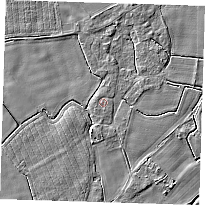 Shaded relief map of the ground around PE129HR, computed from Environment Agency LiDAR. The ground here sits at about 3 m above sea level and falls 5 m across the surrounding 800 m. Surface water reaching this point runs off ground lying to the south-south-east, 0.5 m higher.