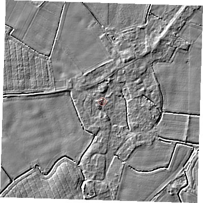 Shaded relief map of the ground around PE129HW, computed from Environment Agency LiDAR. The ground here sits at about 3 m above sea level and falls 4 m across the surrounding 800 m. Surface water reaching this point runs off ground lying to the north-west, 2.2 m higher.