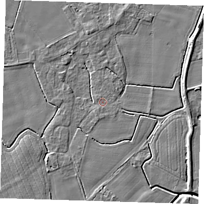 Shaded relief map of the ground around PE129HZ, computed from Environment Agency LiDAR. The ground here sits at about 3 m above sea level and falls 8 m across the surrounding 800 m. Surface water reaching this point runs off ground lying to the south-south-west, 0.7 m higher.