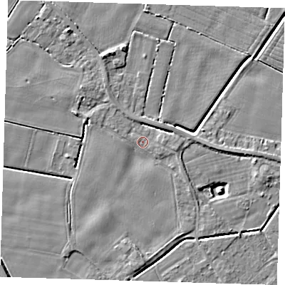 Shaded relief map of the ground around PE129JR, computed from Environment Agency LiDAR. The ground here sits at about 3 m above sea level and falls 5 m across the surrounding 800 m. Surface water reaching this point runs off ground lying to the east-south-east, 2.9 m higher.