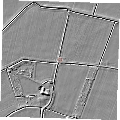 Shaded relief map of the ground around PE129NQ, computed from Environment Agency LiDAR. The ground here sits at about 3 m above sea level and falls 5 m across the surrounding 800 m. Surface water reaching this point runs off ground lying to the east-south-east, 0.9 m higher.