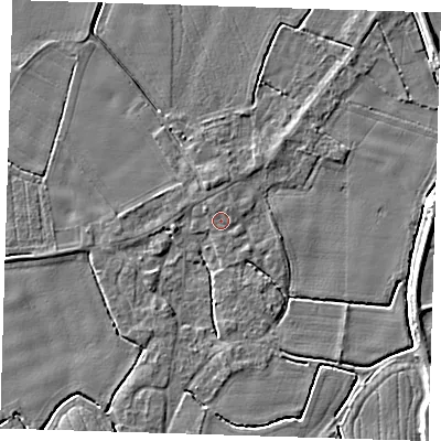 Shaded relief map of the ground around PE129PU, computed from Environment Agency LiDAR. The ground here sits at about 3 m above sea level and falls 5 m across the surrounding 800 m. Surface water reaching this point runs off ground lying to the north-north-east, 0.7 m higher.