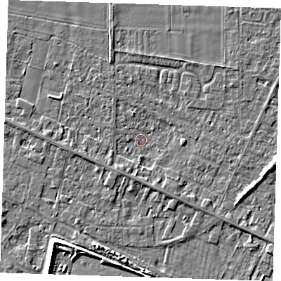 Shaded relief map of the ground around PE129SZ, computed from Environment Agency LiDAR. The ground here sits at about 3 m above sea level and falls 6 m across the surrounding 800 m. Surface water reaching this point runs off ground lying to the south-south-west, 2.0 m higher.