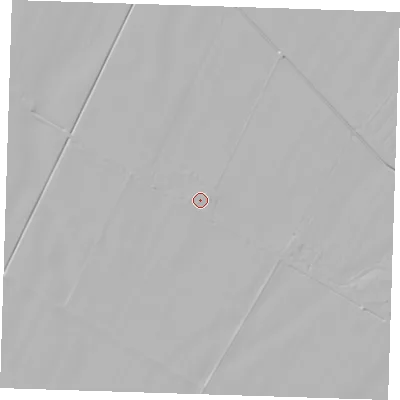 Shaded relief map of the ground around PE129YP, computed from Environment Agency LiDAR. The ground here sits at about 3 m above sea level and falls 3 m across the surrounding 800 m. The ground contributing surface water to this point lies to the south.
