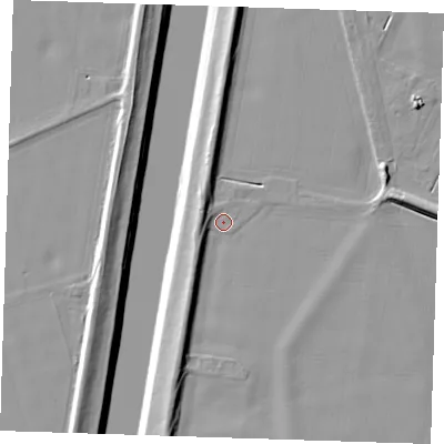 Shaded relief map of the ground around PE129YT, computed from Environment Agency LiDAR. The ground here sits at about 3 m above sea level and falls 10 m across the surrounding 800 m. Surface water reaching this point runs off ground lying to the east-south-east, 0.7 m higher.
