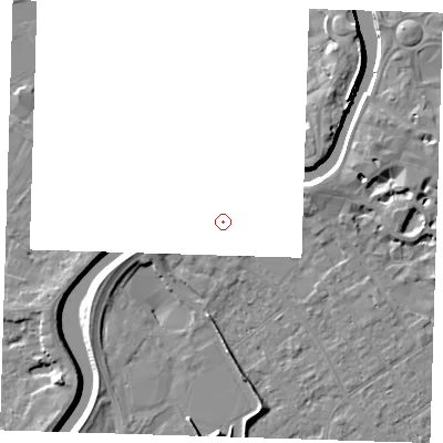 Shaded relief map of the ground around PE131JL, computed from Environment Agency LiDAR. and falls 7 m across the surrounding 800 m.