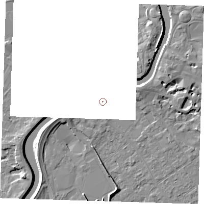 Shaded relief map of the ground around PE131JQ, computed from Environment Agency LiDAR. and falls 7 m across the surrounding 800 m.