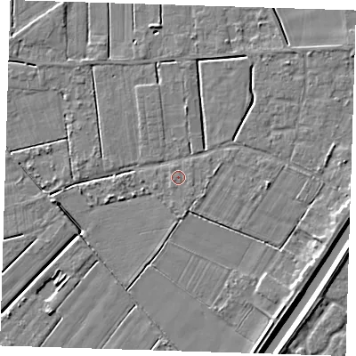 Shaded relief map of the ground around PE131LH, computed from Environment Agency LiDAR. The ground here sits at about 3 m above sea level and falls 6 m across the surrounding 800 m. Surface water reaching this point runs off ground lying to the west-south-west, 0.6 m higher.