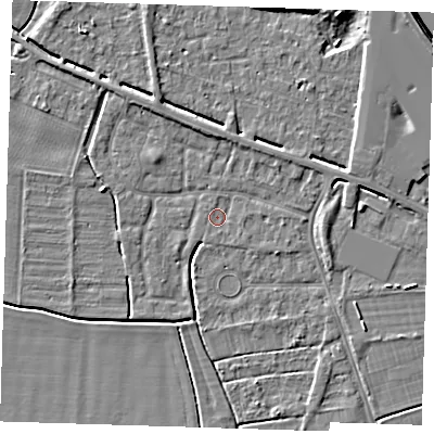 Shaded relief map of the ground around PE131SB, computed from Environment Agency LiDAR. The ground here sits at about 3 m above sea level and falls 6 m across the surrounding 800 m. Surface water reaching this point runs off ground lying to the north-east, 1.8 m higher.