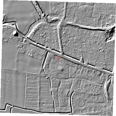 Shaded relief map of the ground around PE131SF, computed from Environment Agency LiDAR. The ground here sits at about 3 m above sea level and falls 9 m across the surrounding 800 m. Surface water reaching this point runs off ground lying to the north-east, 1.7 m higher.