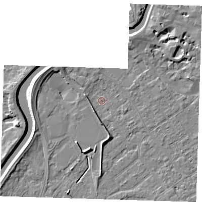 Shaded relief map of the ground around PE132PD, computed from Environment Agency LiDAR. The ground here sits at about 3 m above sea level and falls 7 m across the surrounding 800 m. Surface water reaching this point runs off ground lying to the south-south-east, 3.0 m higher.