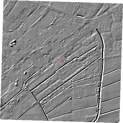 Shaded relief map of the ground around PE132PN, computed from Environment Agency LiDAR. The ground here sits at about 3 m above sea level and falls 6 m across the surrounding 800 m. Surface water reaching this point runs off ground lying to the south-south-east, 0.9 m higher.