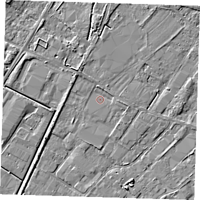 Shaded relief map of the ground around PE132RN, computed from Environment Agency LiDAR. The ground here sits at about 3 m above sea level and falls 6 m across the surrounding 800 m. Surface water reaching this point runs off ground lying to the north-west, 1.5 m higher.