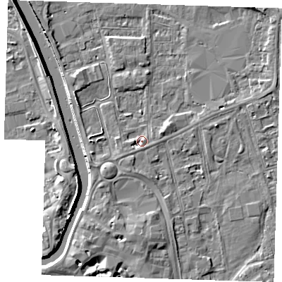 Shaded relief map of the ground around PE133DD, computed from Environment Agency LiDAR. The ground here sits at about 5 m above sea level and falls 8 m across the surrounding 800 m. Surface water reaching this point runs off ground lying to the south-west, 2.0 m higher.