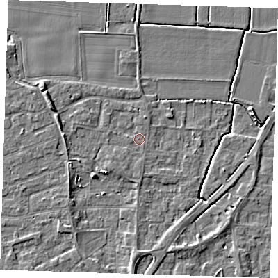 Shaded relief map of the ground around PE133EP, computed from Environment Agency LiDAR. The ground here sits at about 3 m above sea level and falls 5 m across the surrounding 800 m. Surface water reaching this point runs off ground lying to the south-south-west, 1.1 m higher.
