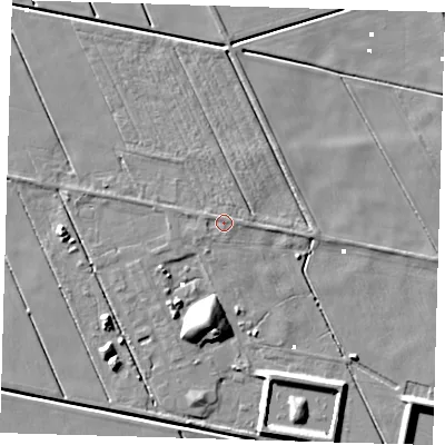 Shaded relief map of the ground around PE134HN, computed from Environment Agency LiDAR. The ground here sits at about 2 m above sea level and falls 12 m across the surrounding 800 m. Surface water reaching this point runs off ground lying to the north-west, 0.7 m higher.