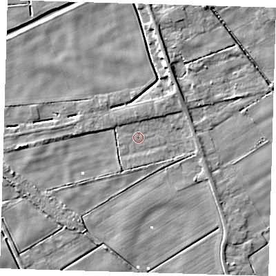 Shaded relief map of the ground around PE134HS, computed from Environment Agency LiDAR. The ground here sits at about 1 m above sea level and falls 5 m across the surrounding 800 m. Surface water reaching this point runs off ground lying to the north-east, 3.0 m higher.
