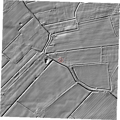 Shaded relief map of the ground around PE134TN, computed from Environment Agency LiDAR. The ground here sits at about 3 m above sea level and falls 4 m across the surrounding 800 m. Surface water reaching this point runs off ground lying to the south-east, 0.9 m higher.