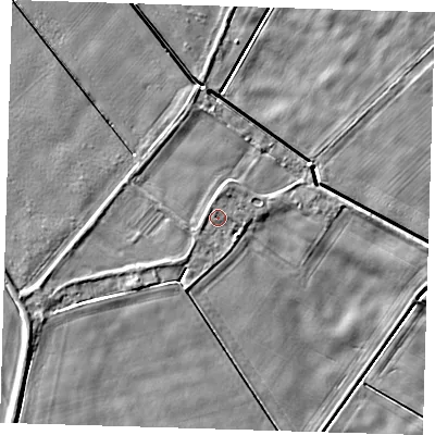 Shaded relief map of the ground around PE134UG, computed from Environment Agency LiDAR. The ground here sits at about 2 m above sea level and falls 4 m across the surrounding 800 m. Surface water reaching this point runs off ground lying to the north-north-west, 0.7 m higher.