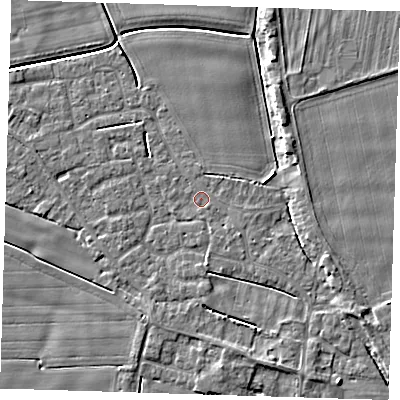 Shaded relief map of the ground around PE135AE, computed from Environment Agency LiDAR. The ground here sits at about 3 m above sea level and falls 5 m across the surrounding 800 m. Surface water reaching this point runs off ground lying to the south-east, 1.2 m higher.