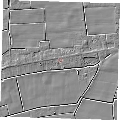 Shaded relief map of the ground around PE135BW, computed from Environment Agency LiDAR. The ground here sits at about 3 m above sea level and falls 6 m across the surrounding 800 m. Surface water reaching this point runs off ground lying to the south-south-west, 0.9 m higher.