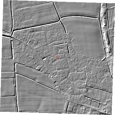 Shaded relief map of the ground around PE135EQ, computed from Environment Agency LiDAR. The ground here sits at about 3 m above sea level and falls 5 m across the surrounding 800 m. Surface water reaching this point runs off ground lying to the south-east, 3.0 m higher.