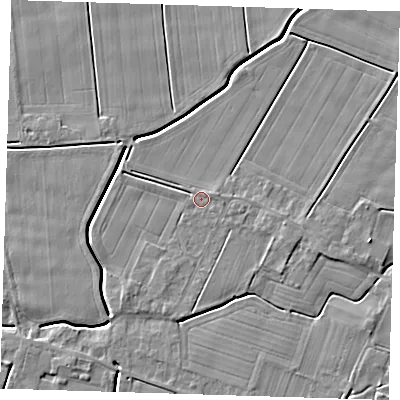 Shaded relief map of the ground around PE135HL, computed from Environment Agency LiDAR. The ground here sits at about 3 m above sea level and falls 5 m across the surrounding 800 m. Surface water reaching this point runs off ground lying to the east-north-east, 1.0 m higher.