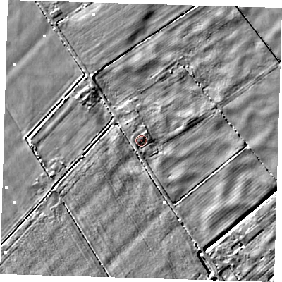 Shaded relief map of the ground around PE135NX, computed from Environment Agency LiDAR. The ground here sits at about 0 m above sea level and falls 4 m across the surrounding 800 m. Surface water reaching this point runs off ground lying to the north-north-east, 1.0 m higher.