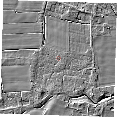 Shaded relief map of the ground around PE135PY, computed from Environment Agency LiDAR. The ground here sits at about 3 m above sea level and falls 5 m across the surrounding 800 m. Surface water reaching this point runs off ground lying to the east, 1.0 m higher.
