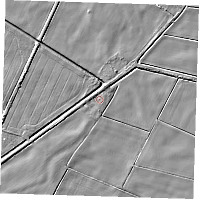 Shaded relief map of the ground around PE140NR, computed from Environment Agency LiDAR. The ground here sits at about 1 m above sea level and falls 5 m across the surrounding 800 m. Surface water reaching this point runs off ground lying to the north-north-east, 1.6 m higher.