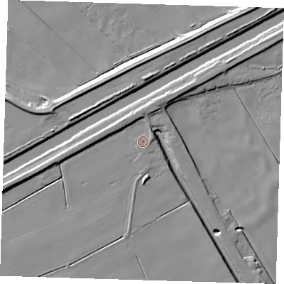Shaded relief map of the ground around PE140RZ, computed from Environment Agency LiDAR. The ground here sits at about 3 m above sea level and falls 8 m across the surrounding 800 m. Surface water reaching this point runs off ground lying to the north-north-east, 1.6 m higher.