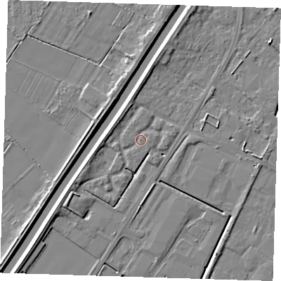 Shaded relief map of the ground around PE140TD, computed from Environment Agency LiDAR. The ground here sits at about 4 m above sea level and falls 5 m across the surrounding 800 m. Surface water reaching this point runs off ground lying to the north-north-west, 0.7 m higher.