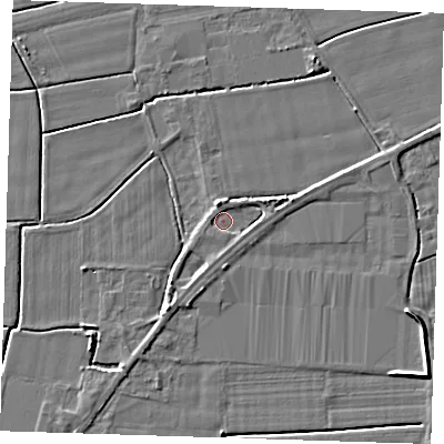 Shaded relief map of the ground around PE147AN, computed from Environment Agency LiDAR. The ground here sits at about 3 m above sea level and falls 5 m across the surrounding 800 m. Surface water reaching this point runs off ground lying to the north-north-west, 1.4 m higher.